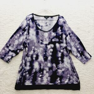 Blouse Size 3X Vera Wang Purple Artsy Soft Girl Gallerycore Whimsycore Tie Dye